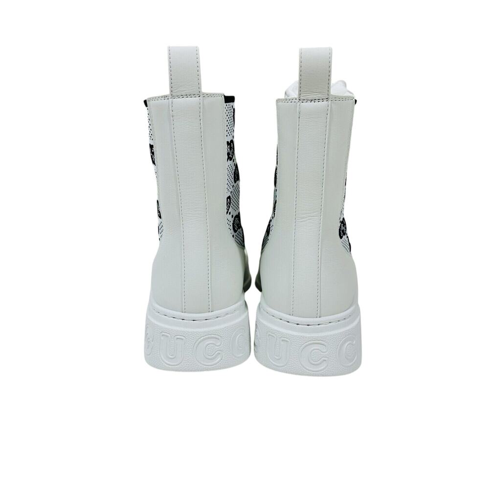 Gucci Platform 37.5/ US 7.5 GG Supreme Leather Chelsea Boots White NWB $1,100 - Picture 9 of 10